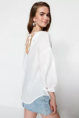 Рубашка TRENDYOLMILLA, Цвет: Белый, Размер: 36