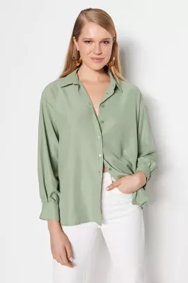 Рубашка TRENDYOLMILLA, Цвет: Зеленый, Размер: 36