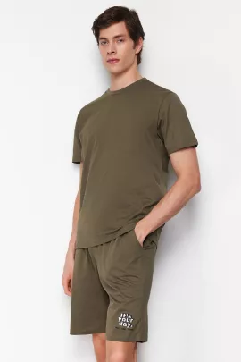 Пижамный комплект TRENDYOL MAN, Цвет: Хаки, Размер: M, изображение 3