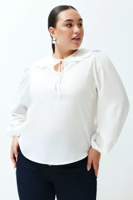 Блузка Trendyol Curve, Цвет: Экрю, Размер: 42