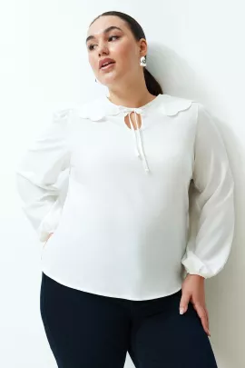 Блузка Trendyol Curve, Цвет: Экрю, Размер: 42, изображение 2