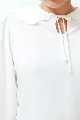 Блузка Trendyol Curve, Цвет: Экрю, Размер: 42, изображение 5