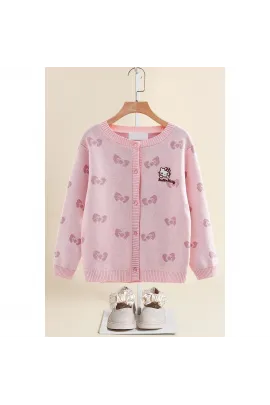 Детский кардиган Hello Kitty для девочек, вязаный, на осень-зиму Love in Trinidad, Цвет: Розовый, Размер: 4-5 лет