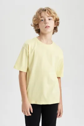 Футболка Oversize с круглым вырезом DeFacto, Цвет: Желтый, Размер: 7-8 лет