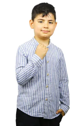 Рубашка с синими и белыми полосками для мальчиков ASG kids, Цвет: Синий, Размер: 8-9 лет
