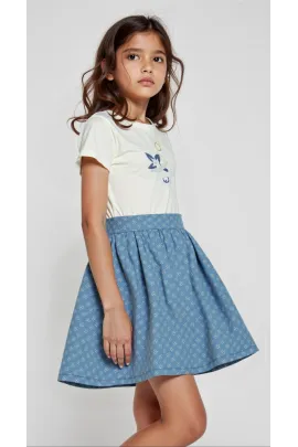 Комплект для девочки юбка-футболка Louis Vuitton, Цвет: Синий, Размер: 8-9 лет