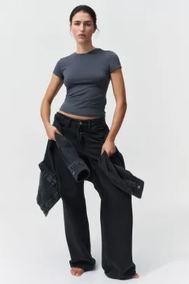 Футболка приталенная H&M, Цвет: Серый, Размер: XS