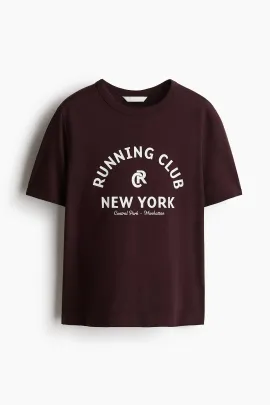 Футболка с принтом H&M, Цвет: Бордовый, Размер: XS