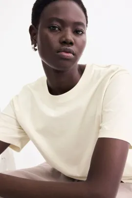 Футболка хлопковая H&M, Цвет: Экрю, Размер: XS