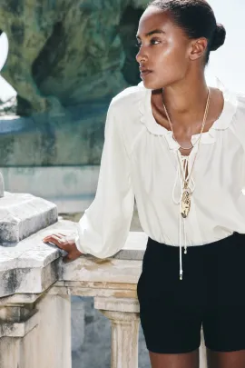 Блузка с воротником-рюш H&M, Цвет: Белый, Размер: XS