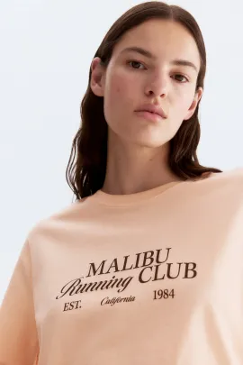 Футболка с принтом H&M, Цвет: Коралловый, Размер: XXS