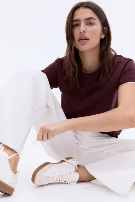Футболка хлопковая H&M, Цвет: Бордовый, Размер: XS