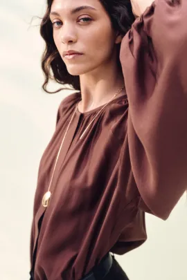 Блузка оверсайз H&M, Цвет: Коричневый, Размер: XS