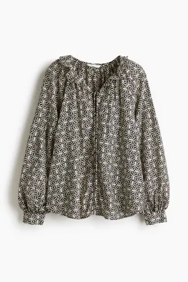 Блузка с воротником-рюш H&M, Цвет: Экрю, Размер: XXS