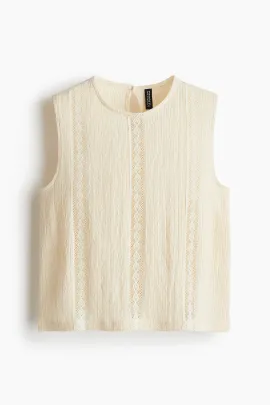 Блузка с кружевными деталями Krinkle H&M, Цвет: Бежевый, Размер: XS