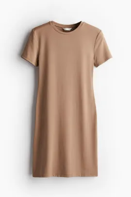 Платье футболка микрофибра H&M, Цвет: Бежевый, Размер: XS