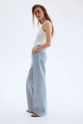 Джинсы широкие высокие H&M, Цвет: Синий, Размер: 34