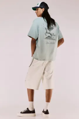 Футболка Loose Fit с принтом H&M, Цвет: Зеленый, Размер: S