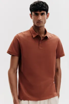 Футболка поло Slim Fit H&M, Цвет: Оранжевый, Размер: XS