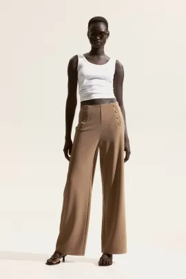 Брюки с пуговицами спереди H&M, Цвет: Коричневый, Размер: XXS