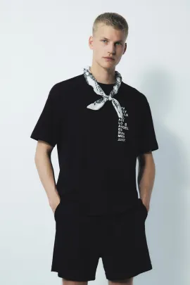 Футболка Loose Fit с принтом H&M, Цвет: Черный, Размер: XS