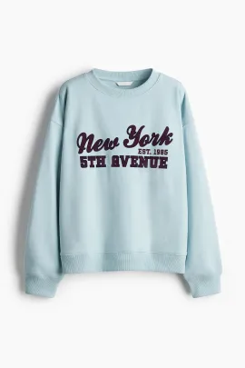 Свитшот с надписью H&M, Цвет: Синий, Размер: XXS
