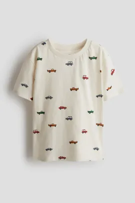 Футболка с принтом и хлопковая H&M, Reňk: Экрю, Ölçeg: 2-4 ýaş