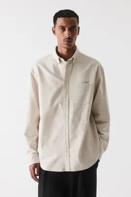 Рубашка Oxford Regular Fit H&M, Цвет: Бежевый, Размер: XS