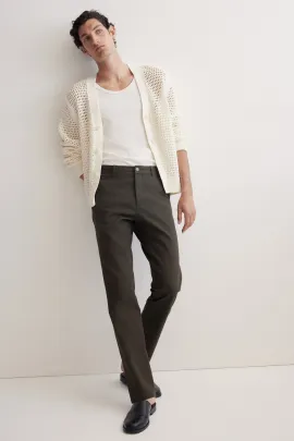 Брюки чиносы хлопковые облегающие H&M, Цвет: Хаки, Размер: 29