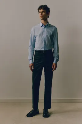 Рубашка Slim Fit Легкая Глажка H&M, Цвет: Голубой, Размер: XS