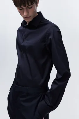 Рубашка Slim Fit стрейч H&M, Цвет: Черный, Размер: S