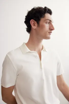 Футболка поло тонкая трикотажная Regular Fit H&M, Reňk: Ak, Ölçeg: XS