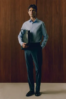 Рубашка Slim Fit стрейч H&M, Цвет: Синий, Размер: XS