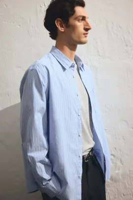 Рубашка поплин свободного кроя H&M, Цвет: Синий, Размер: XS