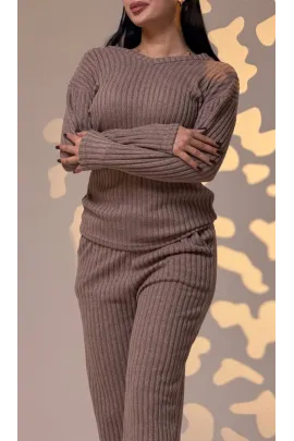 Женский стильный комплект SheVibe, Цвет: Бежевый, Размер: S