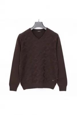 Свитер мужской с длинным рукавом и V-образным вырезом Dio Rise, Цвет: Коричневый, Размер: XL