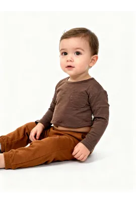 Детский лонгслив WEIJIAO, Reňk: Goňur, Ölçeg: 6-9 aý