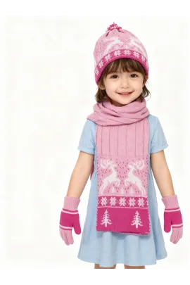 Шапка, шарф и перчатки комплект ASSAD, Reňk: Fuksiýa, Ölçeg: STD