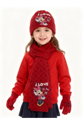 Шапка, шарф и перчатки комплект Minnie mouse Ugur , Reňk: Gyzyl, Ölçeg: STD