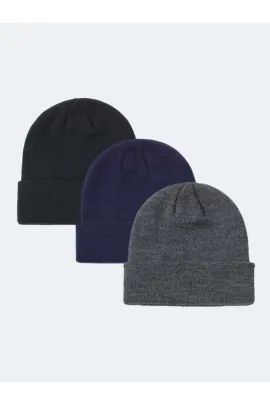 Комплект из 3 шапок Eke Tekstil, Цвет: Черный, Размер: STD