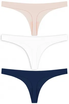 Трусики стринги базовые лазерной резки 3 штуки Cottonhill, Цвет: Белый, Размер: S