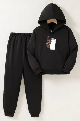 Спортивный костюм детский с капюшоном SeusCraft, Цвет: Черный, Размер: 5-6 лет