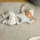 Комплект для малышей полосатый с рисунком слоника, 5 предметов  NewBaby, Цвет: Белый, Размер: 0-1 мес.
