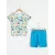 Комплект футболки и шорт для мальчиков 9-12 месяцев LC Waikiki из тонкого хлопкового пенье, синий, с принтом, стандартный крой, короткий рукав, обычный воротник, Турция  LC Waikiki, Цвет: Синий, Размер: 18-24 мес.