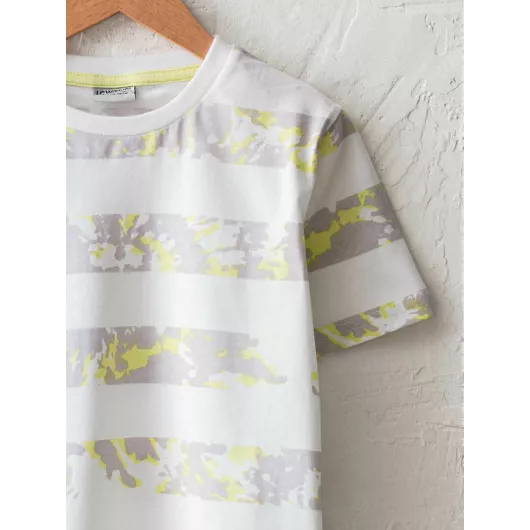 Детская белая футболка LC Waikiki для мальчиков 4-5 лет, из толстой ткани пенье, в полоску, с коротким рукавом и обычным воротником, произведена в Турции.  LC Waikiki, Цвет: Белый, Размер: 5-6 лет, изображение 3