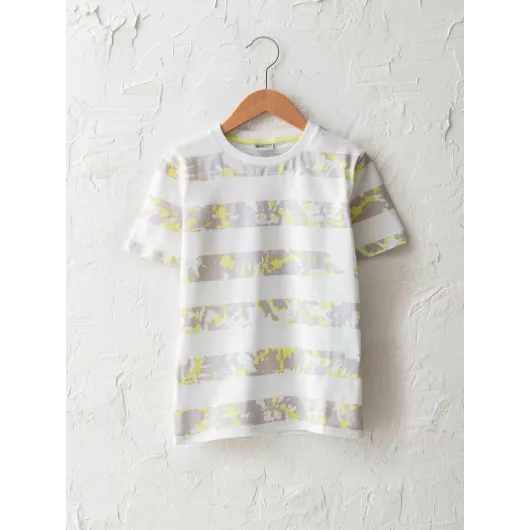 Детская белая футболка LC Waikiki для мальчиков 4-5 лет, из толстой ткани пенье, в полоску, с коротким рукавом и обычным воротником, произведена в Турции.  LC Waikiki, Цвет: Белый, Размер: 5-6 лет