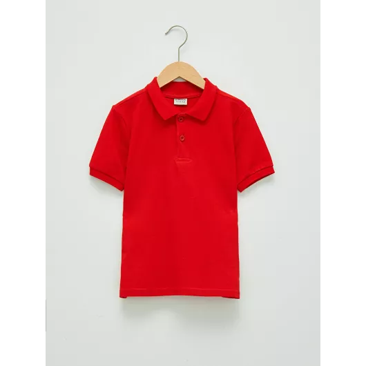 Красная футболка-поло с коротким рукавом для мальчиков 8-9 лет из тонкого хлопка пике, LC Waikiki, однотонная, Турция  LC Waikiki, Цвет: Красный, Размер: 13-14 лет