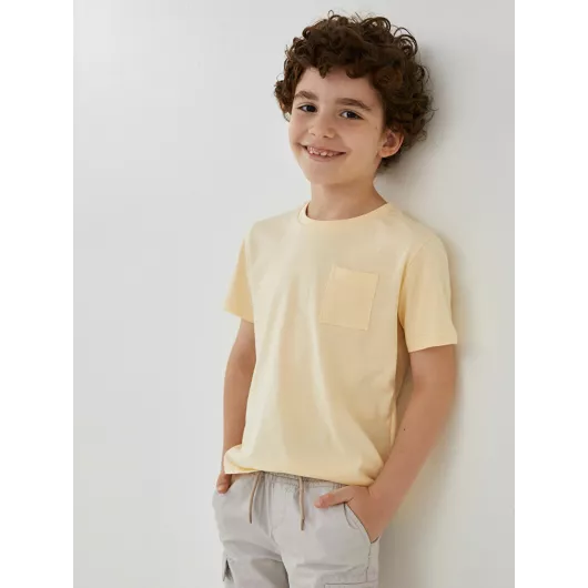 Бежевая однотонная хлопковая футболка с коротким рукавом для мальчиков 6-7 лет, LC Waikiki, пенье, обычный воротник, повседневная, Турция  LC Waikiki, Цвет: Бежевый, Размер: 10-11 лет, изображение 6