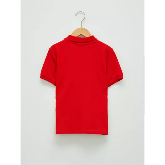 Красная футболка-поло с коротким рукавом для мальчиков 8-9 лет из тонкого хлопка пике, LC Waikiki, однотонная, Турция  LC Waikiki, Цвет: Красный, Размер: 13-14 лет, изображение 2