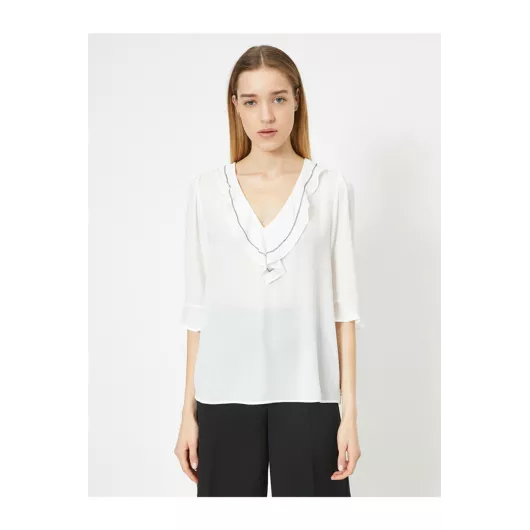 Блузка Koton, Цвет: Белый, Размер: 38, изображение 3